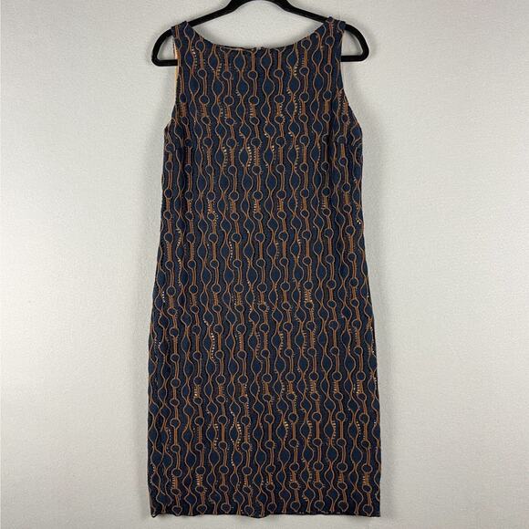 Piazza Sempione Wool Sheath Dress Womens 44 8 Blue Crochet Made in Italy Classic - Picture 1 of 15